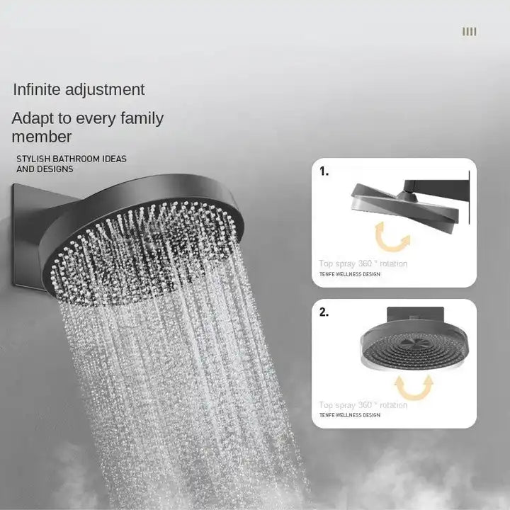 A|M Aquae Round Head Waterfall Bath Shower set