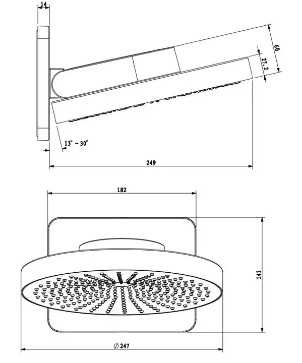 A|M Aquae Round Head Waterfall Bath Shower set