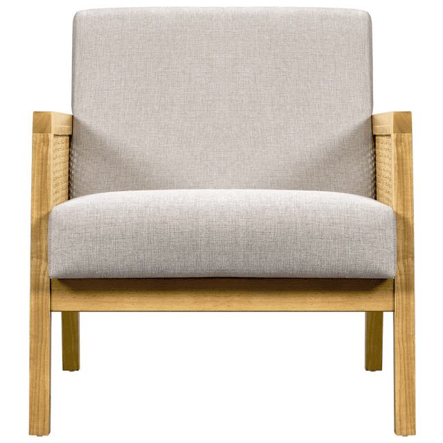 Fabric Upholstered Accent Chair with Rattan Sides