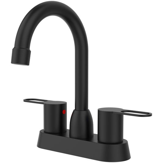 2 Handles Bathroom Sink Faucet, Matt Black Centerset RV Bathroom Faucets for 3 Hole