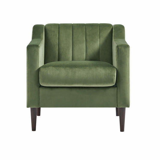 Modern velvet fabric single person sofa side chair with solid wood legs, used in bedroom, living room and office.