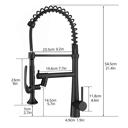 A|M Aquae Kitchen Faucet Black,Black and Gold Kitchen Faucet Commercial Style Single Handle Kitchen Faucets with Pull Down Sprayer