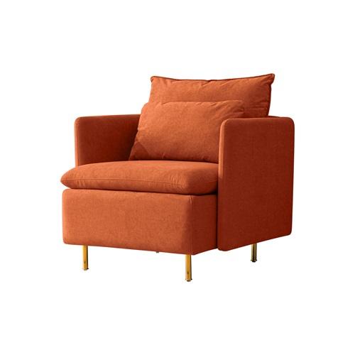 Modern fabric accent armchair,upholstered single sofa chair,Orange  Cotton Linen-30.7''