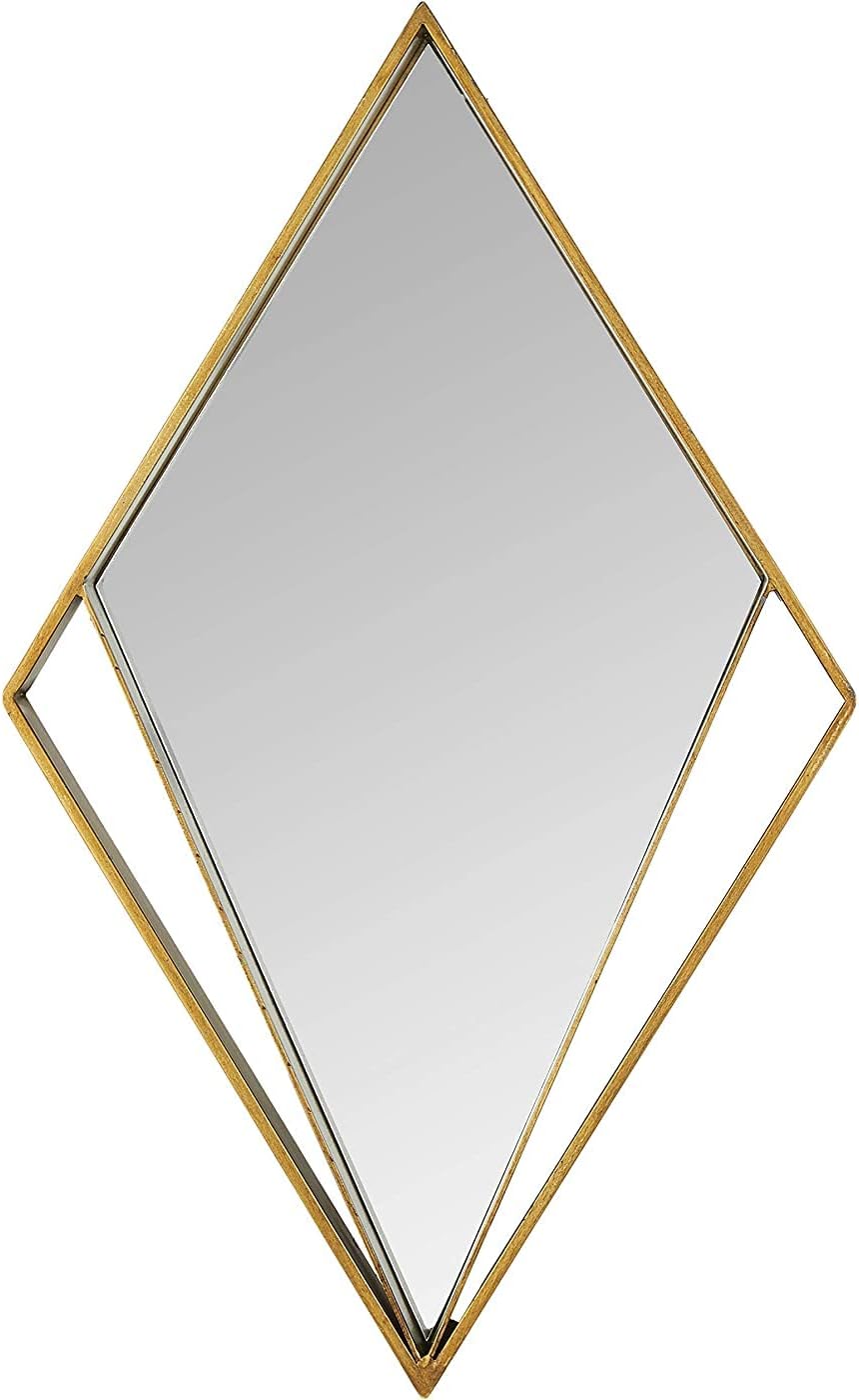 AvaMalis Diamond Metal Wall Mirror Large 20X30 in Black & Gold (Metal Black)