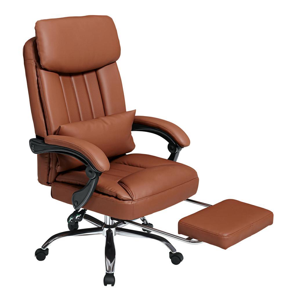 High quality black Faux leather office chair With Footrest Receliner Swivel