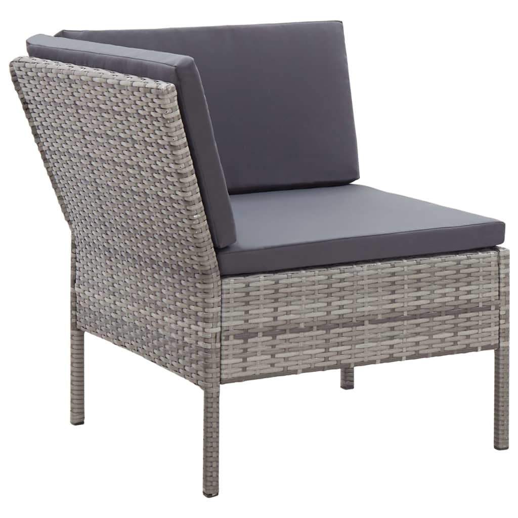 6 Piece Patio Lounge Set with Cushions Poly Rattan Gray