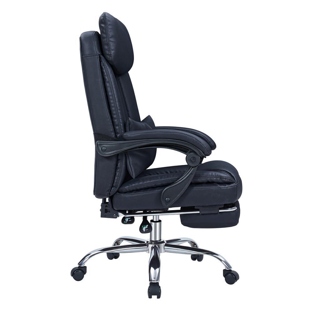 High quality black Faux leather office chair With Footrest Receliner Swivel