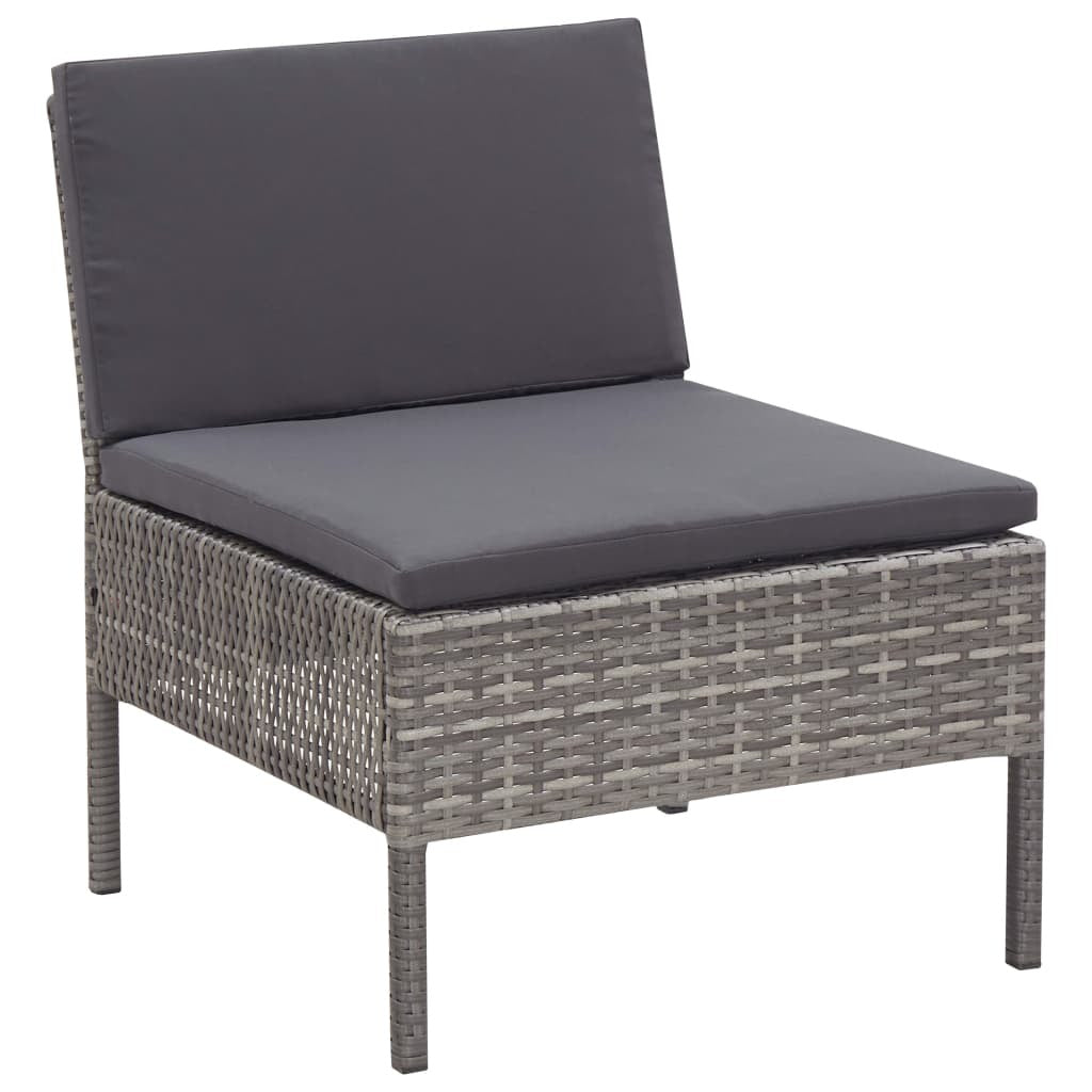 6 Piece Patio Lounge Set with Cushions Poly Rattan Gray