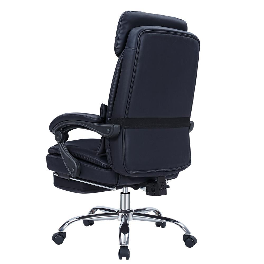 High quality black Faux leather office chair With Footrest Receliner Swivel