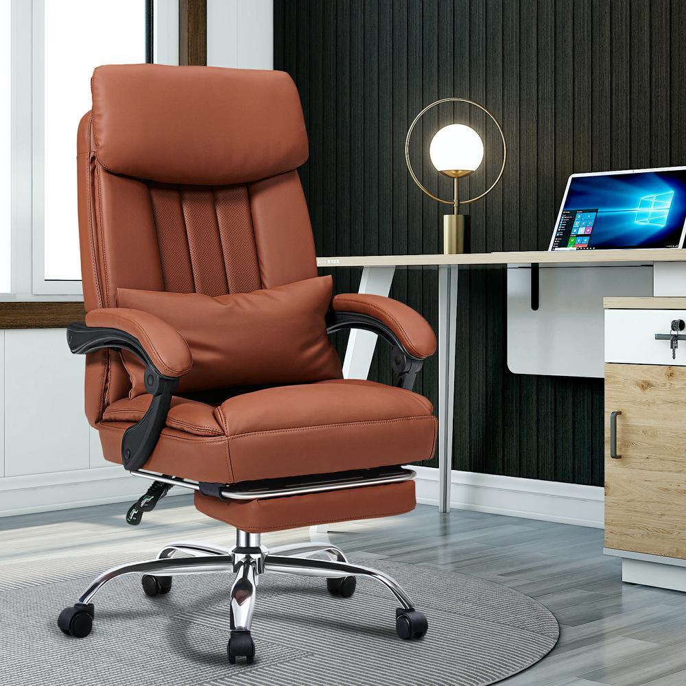 High quality black Faux leather office chair With Footrest Receliner Swivel