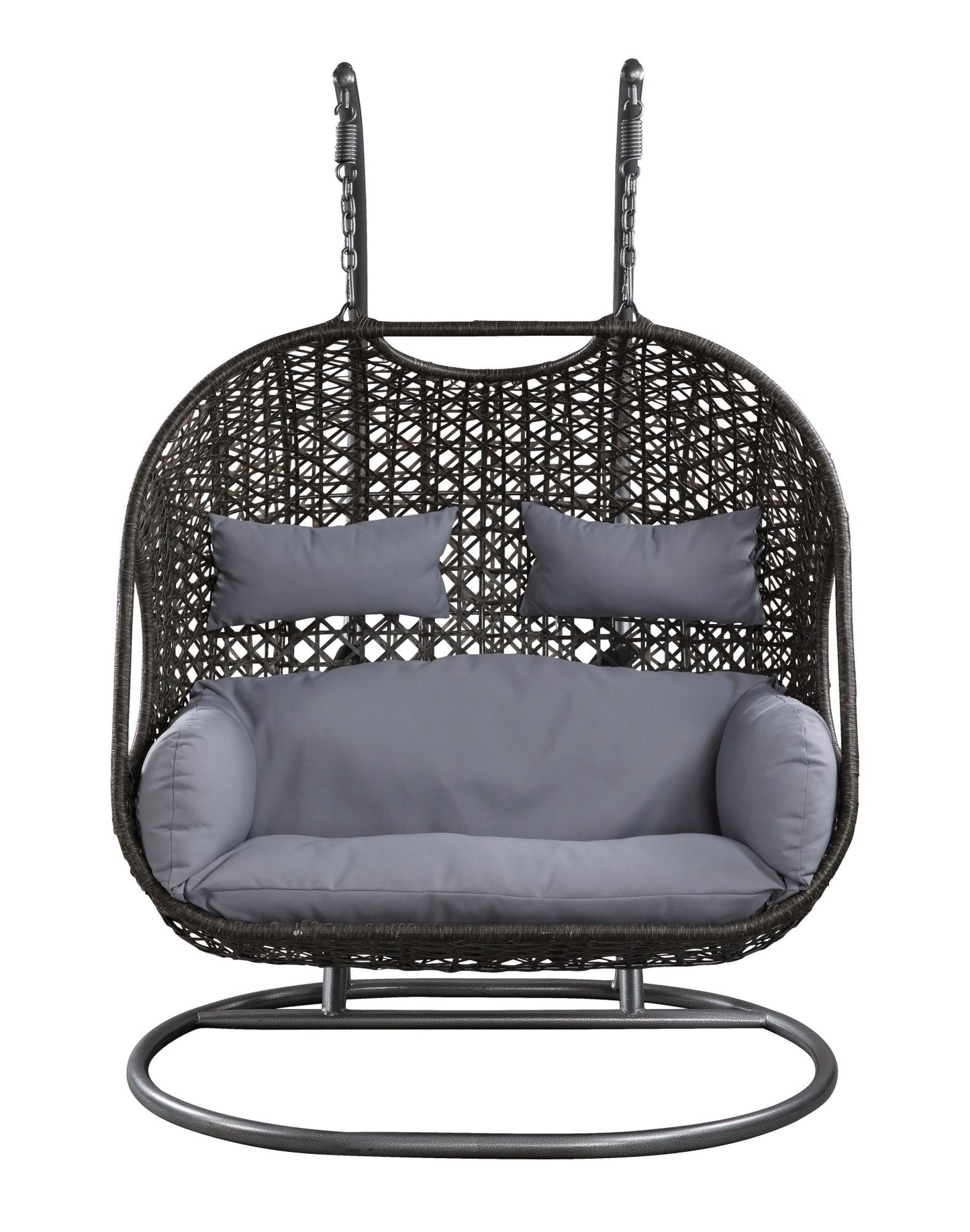 ACME Vasta Patio Swing Chair with Stand, Fabric & Wicker (1Set/3Ctn) 45084