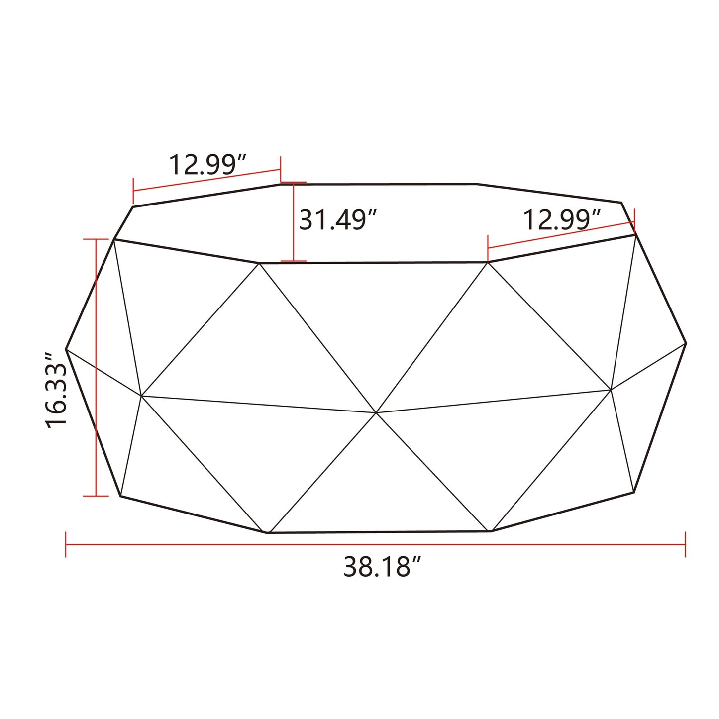 38"Three-dimensional Embossed Pattern Design American Retro Style Coffee Table