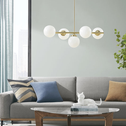 5-Light Chandelier with Frosted Glass Globe Bulbs