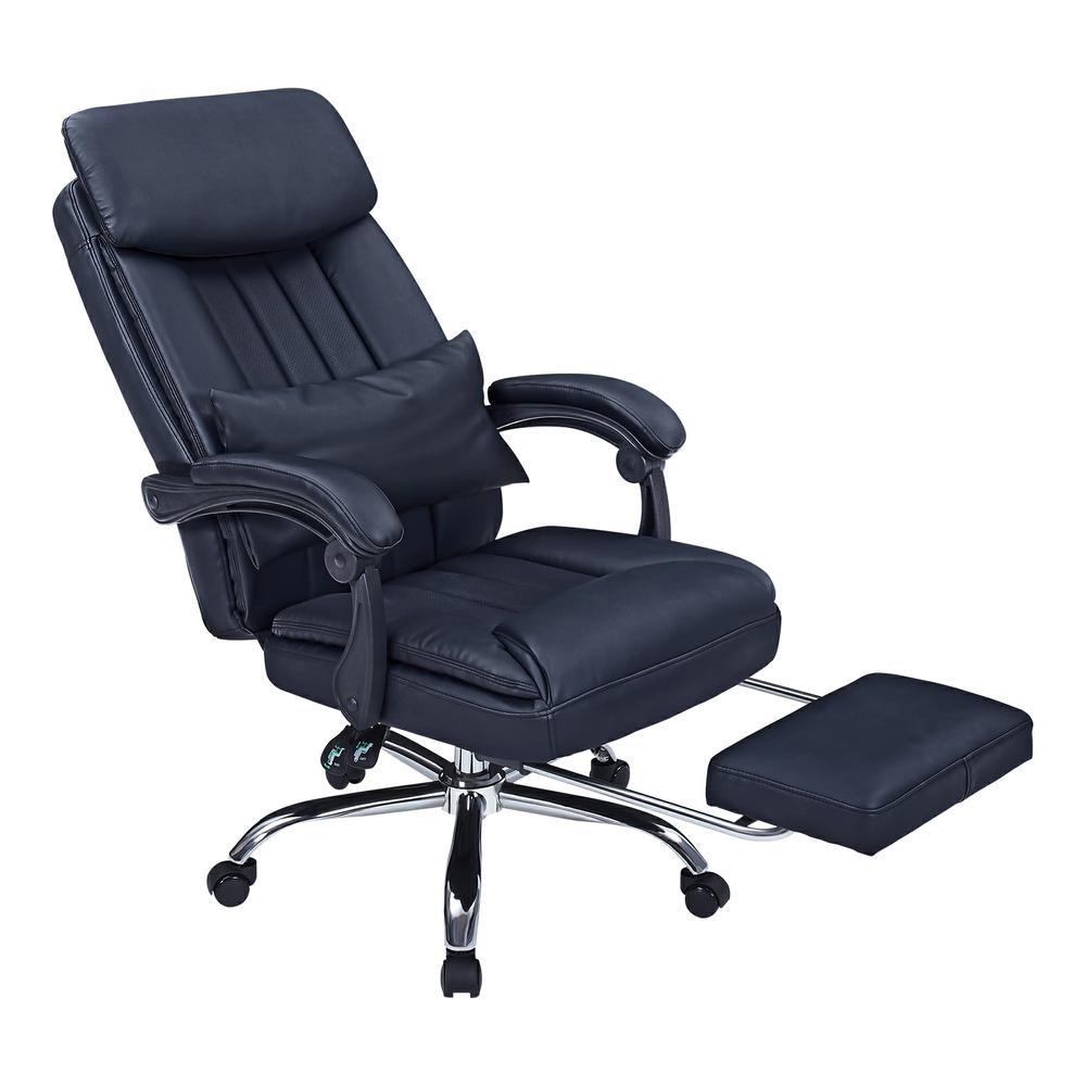 High quality black Faux leather office chair With Footrest Receliner Swivel