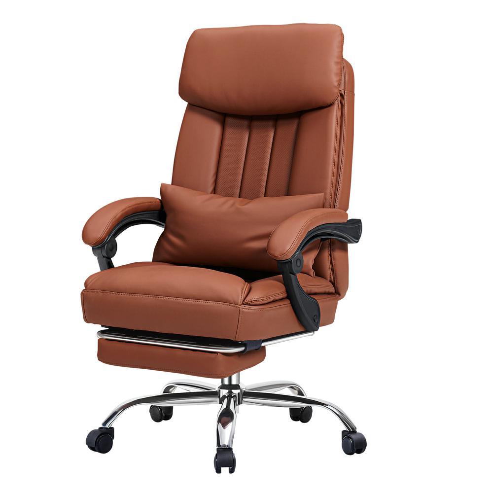 High quality black Faux leather office chair With Footrest Receliner Swivel