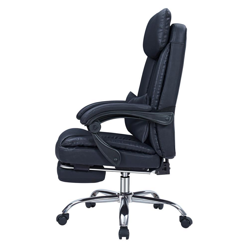 High quality black Faux leather office chair With Footrest Receliner Swivel