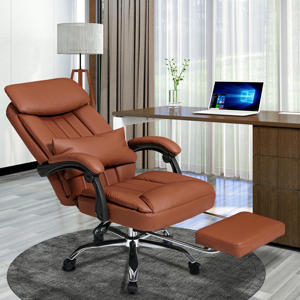 High quality black Faux leather office chair With Footrest Receliner Swivel