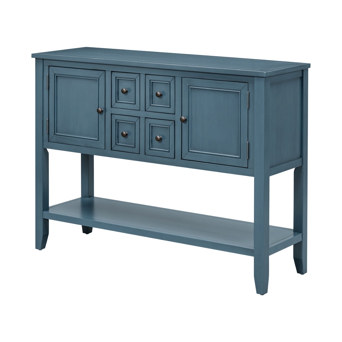 TREXM Cambridge Series Ample Storage Vintage Console Table with Four Small Drawers and Bottom Shelf for Living Rooms, Entrances and Kitchens (Light Navy, OLD SKU: WF190263AAH)